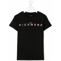 John Richmond Junior Camiseta com logo e aplicações de strass - Preto