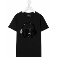 John Richmond Junior Camiseta de algodão com detalhe de paetês - Preto