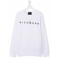 John Richmond Junior Moletom de algodão com estampa de logo - Branco