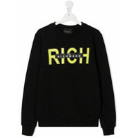 John Richmond Junior Moletom de algodão com estampa de logo - Preto