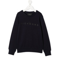 John Richmond Junior Moletom de algodão com logo - Azul