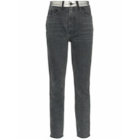 Jordache high-waisted straight leg metallic panel jeans - Cinza