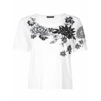 Josie Natori Camiseta com bordado floral - Branco