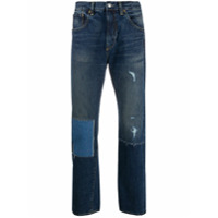 Junya Watanabe MAN Calça jeans cintura média com efeito desbotado - Azul