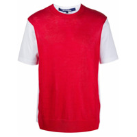 Junya Watanabe MAN Camiseta bicolor com recorte contrastante - Vermelho