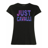 Just Cavalli Camiseta com logo e estampa de zebra - Preto