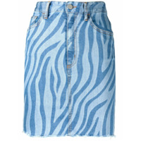 Just Cavalli Saia jeans com estampa de zebra - Azul