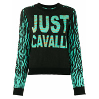 Just Cavalli Suéter color block de tricô - Preto