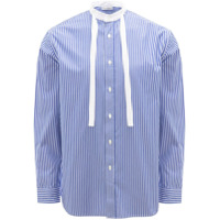 JW Anderson Camisa Grandad com listras e amarração no colarinho - Azul