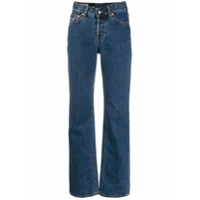 KAIMIN Calça jeans reta com detalhe de recortes vazados - Azul
