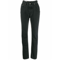 KAIMIN Calça jeans reta com detalhe de recortes vazados - Preto