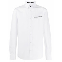 Karl Lagerfeld Camisa branca com acabamento engomado com logo - Branco