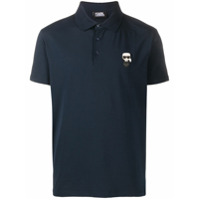 Karl Lagerfeld Camisa polo com mangas curtas e patch de logo - Azul