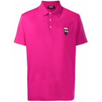 Karl Lagerfeld Camisa polo com mangas curtas e patch de logo - Rosa