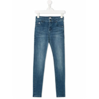 Karl Lagerfeld Kids Calça jeans skinny cintura média com efeito desbotado - Azul