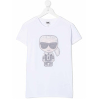Karl Lagerfeld Kids Camisa com aplicação de strass Ikonik - Branco
