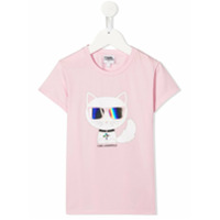 Karl Lagerfeld Kids Camiseta com estampa Choupette - Rosa