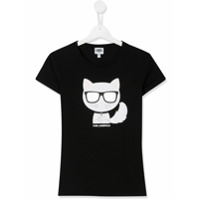 Karl Lagerfeld Kids Camiseta com estampa de logo de gato - Preto