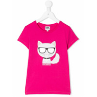 Karl Lagerfeld Kids Camiseta com estampa gráfica Choupette - Rosa