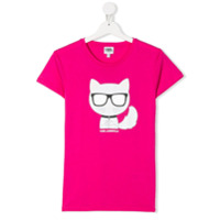 Karl Lagerfeld Kids Camiseta com logo de gato - Rosa
