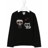 Karl Lagerfeld Kids Camiseta mangas longas com aplicação - Preto