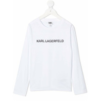 Karl Lagerfeld Kids Camiseta mangas longas com estampa de logo - 10B BLANC