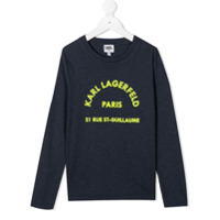 Karl Lagerfeld Kids Camiseta mangas longas com estampa de logo - Azul