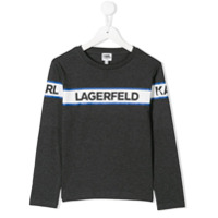 Karl Lagerfeld Kids Camiseta mangas longas com estampa de logo - Cinza