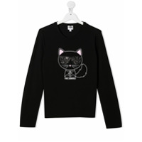 Karl Lagerfeld Kids Camiseta mangas longas com estampa de logo - Preto