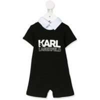 Karl Lagerfeld Kids Macacão com camisa interna estampado - Preto