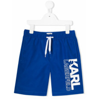 Karl Lagerfeld Kids Short de natação com estampa de logo - Azul