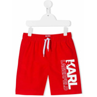 Karl Lagerfeld Kids Shorts de natação com estampa de logo - Vermelho