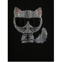 Karl Lagerfeld Kids Vestido de tricô com gato em strass - Preto