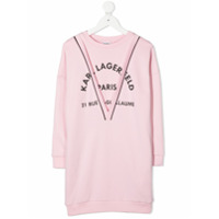 Karl Lagerfeld Kids Vestido de tricô com logo - Rosa