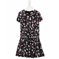 Karl Lagerfeld Kids Vestido mangas curtas com estampa floral - Preto