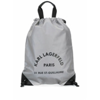 Karl Lagerfeld Mochila Rue St Guillaume com ajuste por cordão - Cinza