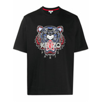 Kenzo Camiseta com estampa de logo e tigre - Preto