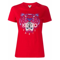 Kenzo Camiseta com etampa de tigre e logo - Vermelho