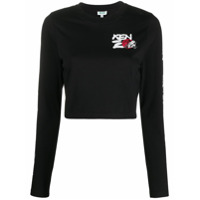 Kenzo Camiseta cropped com mangas longas - Preto