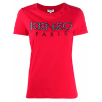 Kenzo Camiseta decote careca com patchwork de logo - Vermelho