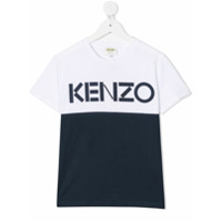 Kenzo Kids block colour logo cotton t-shirt - Azul