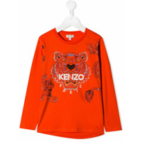 Kenzo Kids Blusa com estampa e logo - Laranja