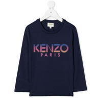 Kenzo Kids Blusa decote careca com estampa gráfica - Azul