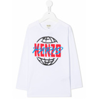 Kenzo Kids Blusa decote careca com estampa gráfica - Branco
