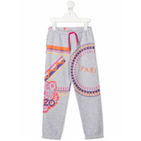 Kenzo Kids Calça esportiva com estampa de logo - Cinza