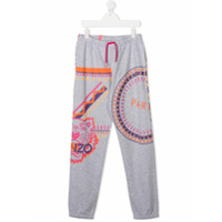 Kenzo Kids Calça esportiva com estampa de logo - Cinza