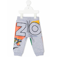 Kenzo Kids Calça esportiva com logo gráfico - Cinza