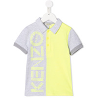 Kenzo Kids Camisa polo color block com estampa de logo - Amarelo