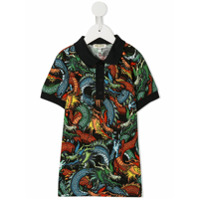 Kenzo Kids Camisa polo com estampa de dragão - Preto