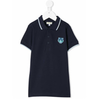 Kenzo Kids Camisa polo com patch Tiger - Azul
